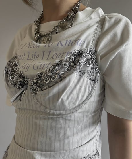 【USED】 Stripe Design Camisole Leotard Top / 260815-023