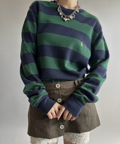 【USED】 Polo Ralph Lauren Striped Thermal L/S Tee / 261017-016