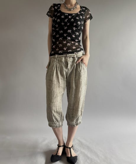 【USED】 SANDY LIANG Flower Pattern S/S Sheer Top / 260815-009