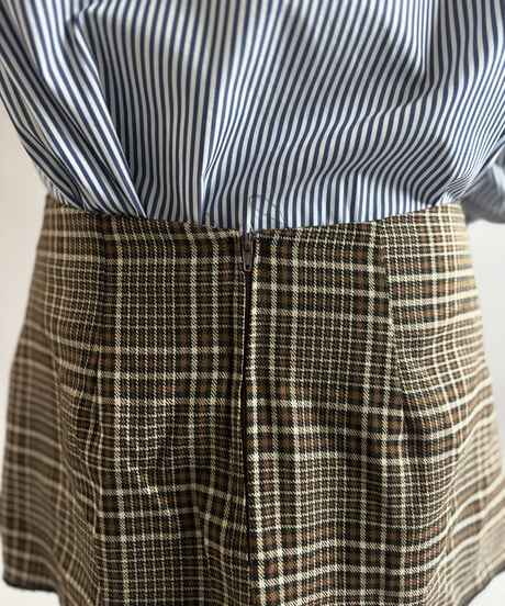 【USED】 Made in USA Houndstooth Rayon Mini Skirt / 261031-004