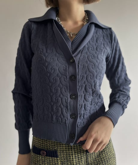 【USED】 70's Fake Layered Knit Cardigan / 261010-027