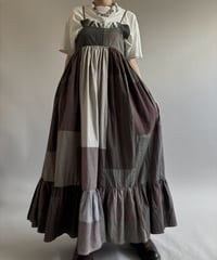 【RE;CIRCLE】  RE Patchwork Stripe Camisole One-Piece Dyed Gray / 260810-032