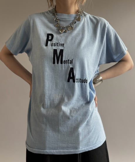 【USED】 80's Made in USA Hanes Positive Mental Attitude T-Shirt / 260822-026