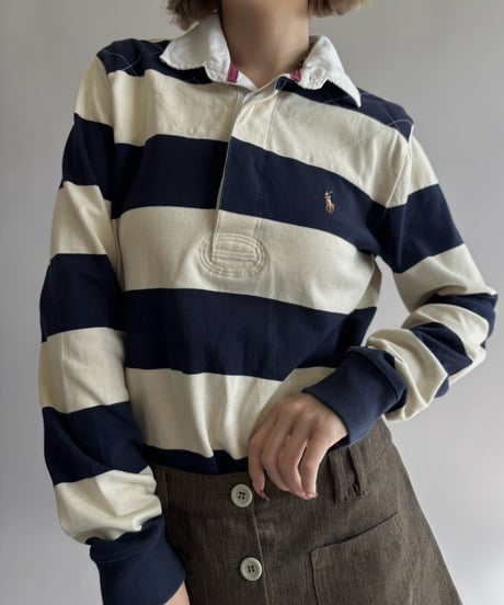 【USED】 RALPH LAUREN SPORT Stripe Rugger Shirt / 261017-026