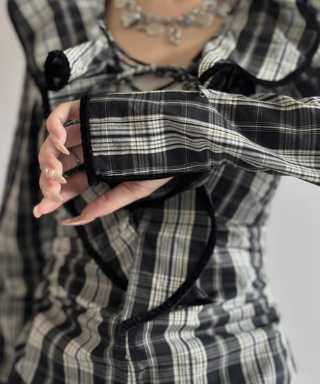 【USED】 GANNI Madras Check Lace Blouse / 260919-009