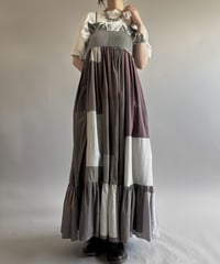 【RE;CIRCLE】  RE Patchwork Stripe Camisole One-Piece Dyed Gray / 260810-030