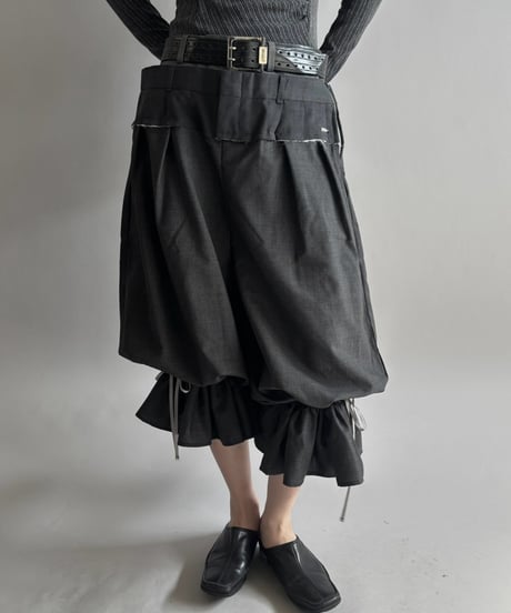 【Chinatsu Aoyama】 Suit Frill Wide Pants  /  2601022-041