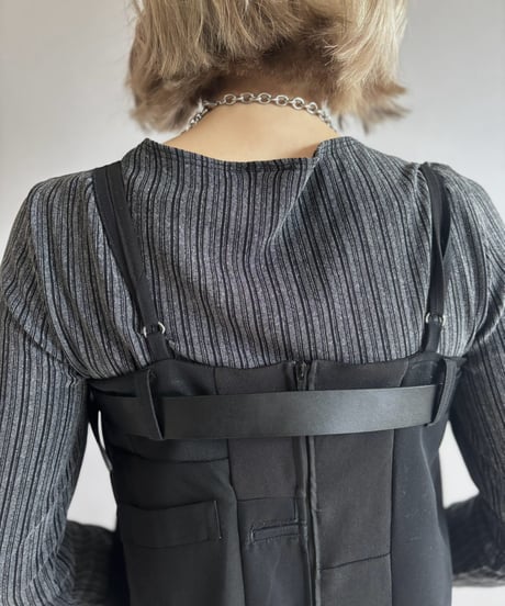 【Chinatsu Aoyama】 Suit Patchwork Camisole Long One-Piece /  2601022-042