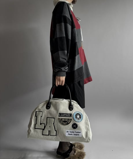 【RE;CIRCLE】 RE French Bedcover Boston Bag Wappen Ivory /261015-042