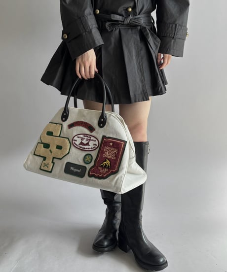 【RE;CIRCLE】 RE French Bedcover Boston Bag Wappen Ivory /261015-041