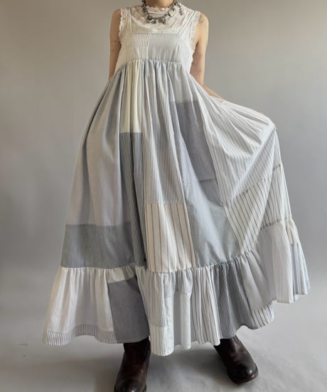 【RE;CIRCLE】  RE Patchwork Stripe Camisole One-Piece / 260810-025