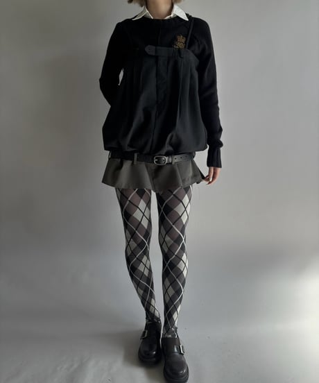 【Chinatsu Aoyama】 Suit Patchwork Camisole Mini One-Piece /  2601022-047