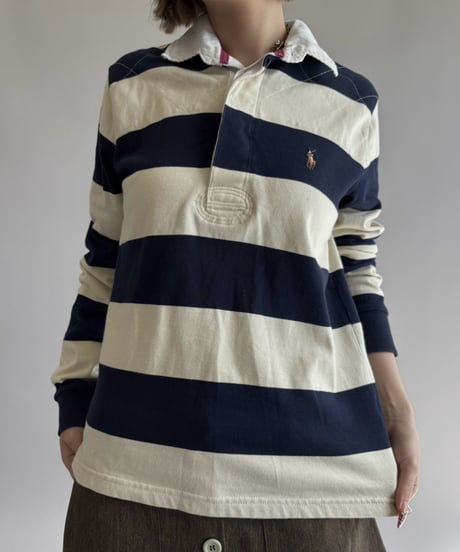 【USED】 RALPH LAUREN SPORT Stripe Rugger Shirt / 261017-026