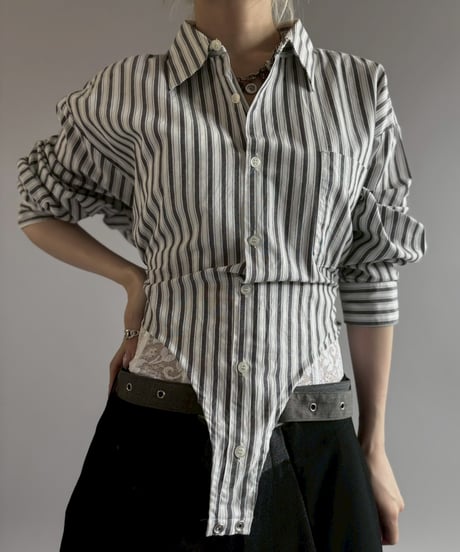【RE;CIRCLE】RE Leotard Stripe Shirt / 260713-005