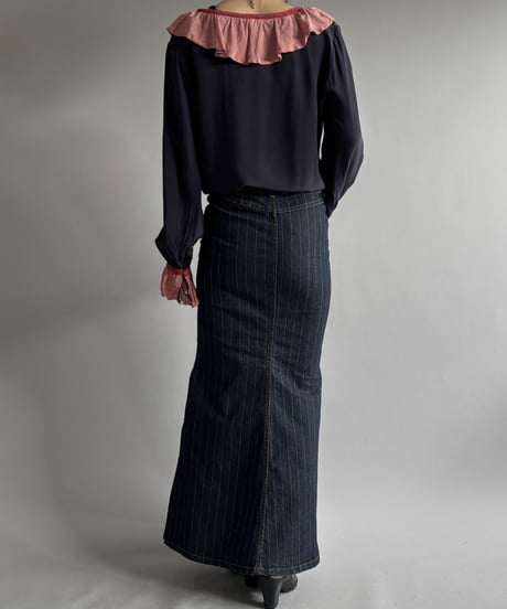 【USED】 Silk Ruffle Collar Blouse / 260926-027