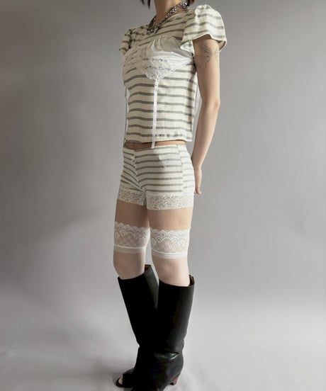 【Chinatsu Aoyama】 RE Border Pants / 260716-029