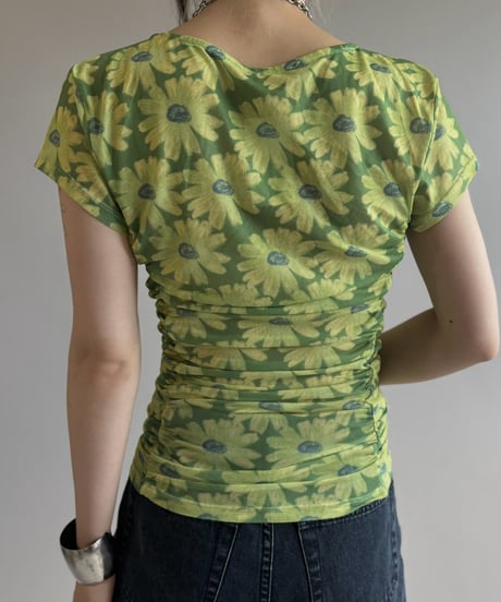 【USED】 Flower Pattern S/S Sheer Top / 260815-005