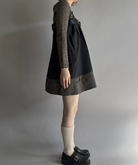 【Chinatsu Aoyama】 Suit Patchwork Camisole Mini One-Piece /  2601022-050