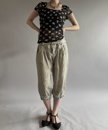 【USED】 SANDY LIANG Flower Pattern S/S Sheer Top / 260815-009