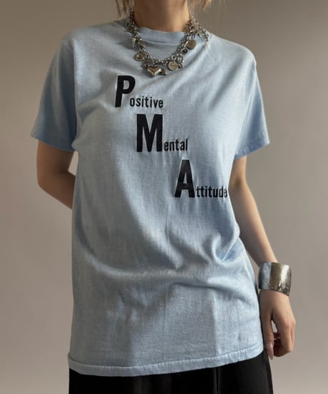 【USED】 80's Made in USA Hanes Positive Mental Attitude T-Shirt / 260822-026