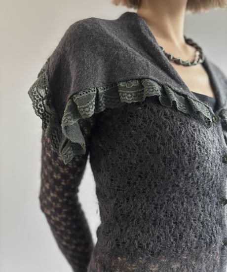 【USED】 Mohair Lace Collar Compact Cardigan / 261003-025