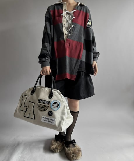【RE;CIRCLE】 RE French Bedcover Boston Bag Wappen Ivory /261015-042