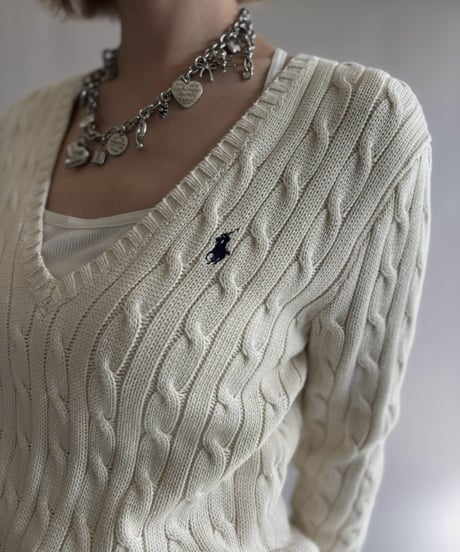 【USED】 Ralph Lauren Sport Cotton V-Neck Knit  / 261017-022