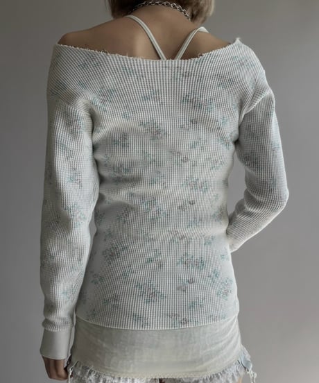 【USED】 Flower Print Thermal L/S Tee / 261024-026
