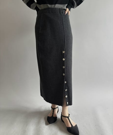 【USED】 Side Button Knit Skirt /261003-003