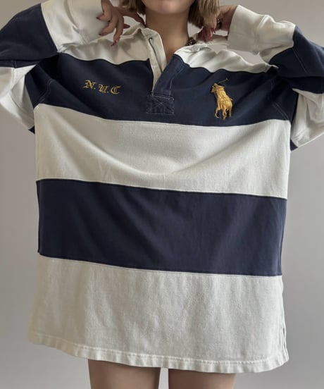【USED】 90's Polo Ralph Lauren Striped Rugby Shirt / 261003-016