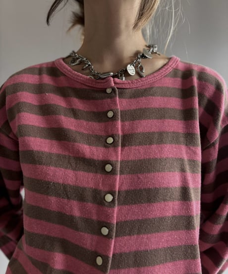 【USED】 Border Sweat Snap Cardigan/ 260919-016
