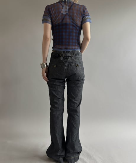 【USED】 OTTOLINGER Check Pattern S/S Sheer Top / 260815-007