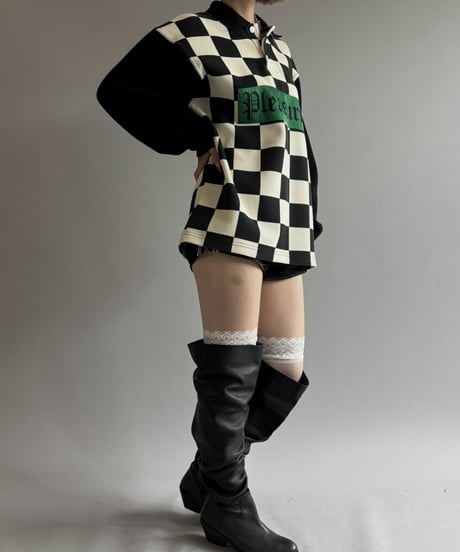 【USED】 PLEASURES Checker Flag Polo Shirt / 261003-020
