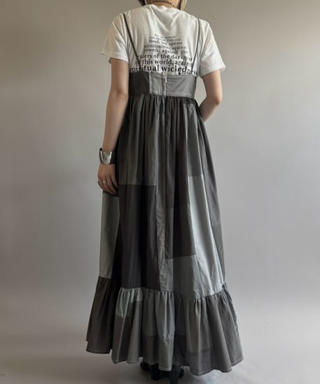【RE;CIRCLE】  RE Patchwork Stripe Camisole One-Piece Dyed Gray / 260810-027