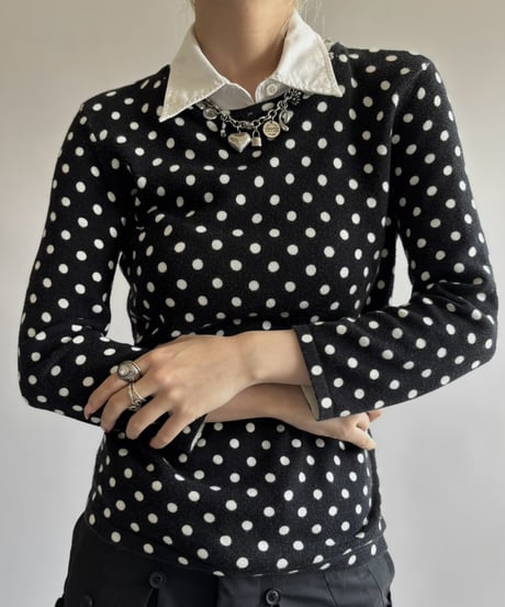 【USED】 Lauren Ralph Lauren Polka Dot Fake Layered Knit / 260926-017