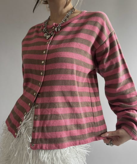 【USED】 Border Sweat Snap Cardigan/ 260919-016