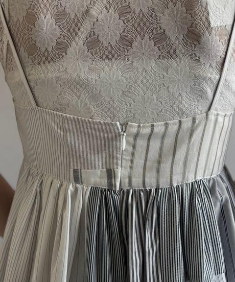 【RE;CIRCLE】  RE Patchwork Stripe Camisole One-Piece / 260810-025