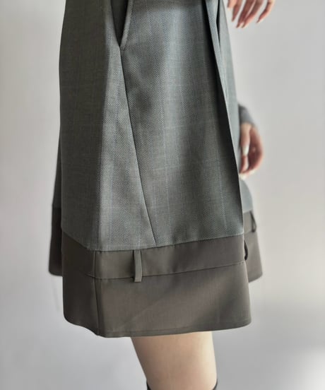 【Chinatsu Aoyama】 Suit Patchwork Camisole Mini One-Piece /  2601022-045