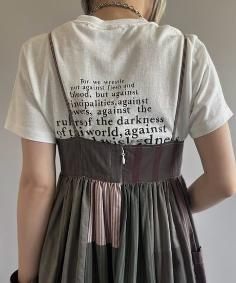 【RE;CIRCLE】  RE Patchwork Stripe Camisole One-Piece Dyed Gray / 260810-028