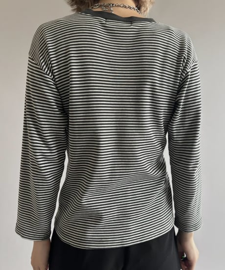 【USED】 GIANNI VALENTINO Striped L/S Tee/ 261010-016