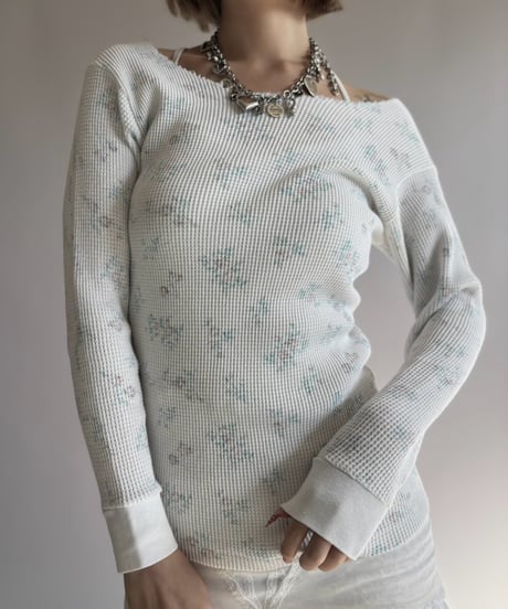 【USED】 Flower Print Thermal L/S Tee / 261024-026
