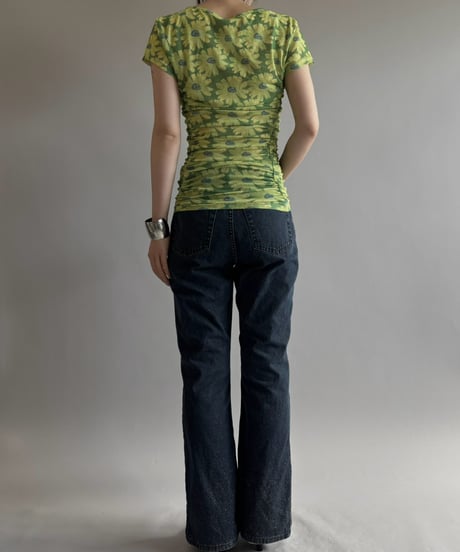 【USED】 Flower Pattern S/S Sheer Top / 260815-005