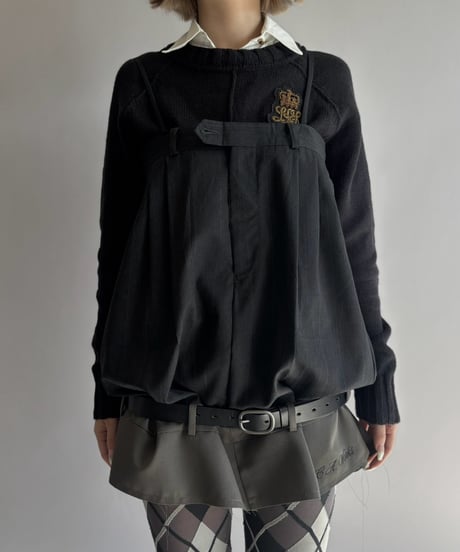 【Chinatsu Aoyama】 Suit Patchwork Camisole Mini One-Piece /  2601022-047