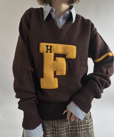 【USED】 50's 100% Virgin Wool Lettered Knit / 261031-001