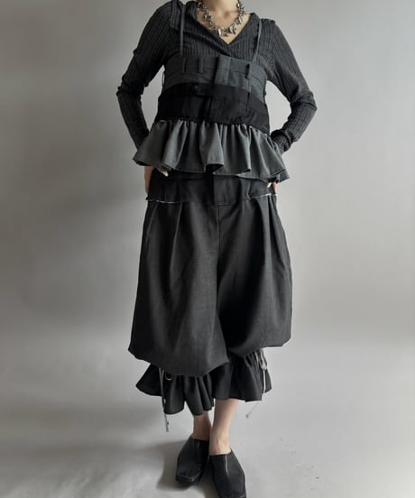 【Chinatsu Aoyama】 Suit Frill Wide Pants  /  2601022-041
