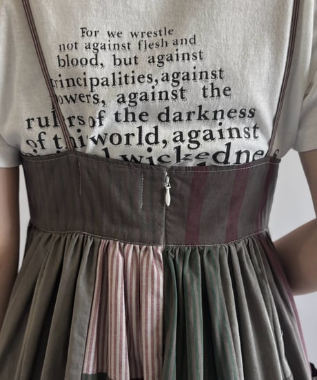 【RE;CIRCLE】  RE Patchwork Stripe Camisole One-Piece Dyed Gray / 260810-028