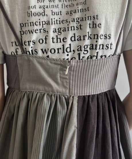 【RE;CIRCLE】  RE Patchwork Stripe Camisole One-Piece Dyed Gray / 260810-029