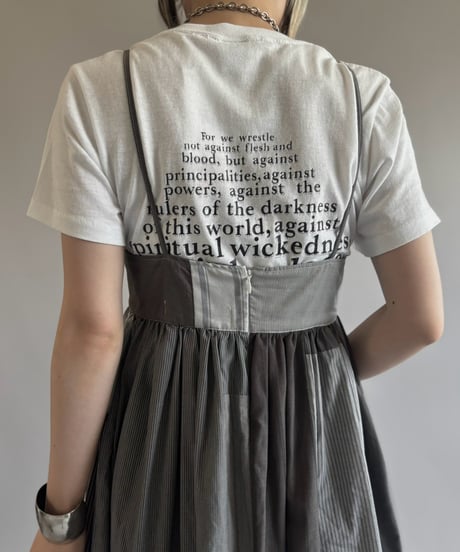 【RE;CIRCLE】  RE Patchwork Stripe Camisole One-Piece Dyed Gray / 260810-027