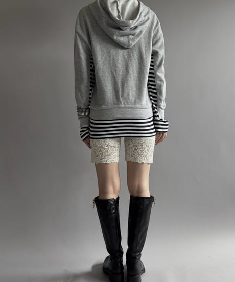 【USED】 AD 2016 COMME des GARCON Switching Border Hoodie / 260926-013
