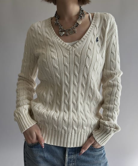 【USED】 Ralph Lauren Sport Cotton V-Neck Knit  / 261017-022